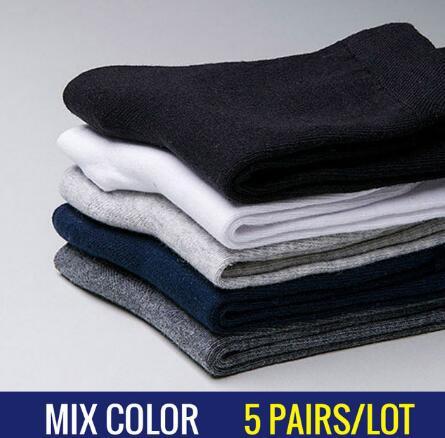 5 Pairs High Quality Casual Men's Business Socks For Men Cotton Brand Crew Autumn Winter Black White Socks