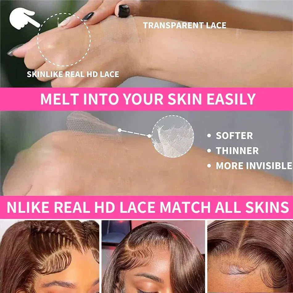 Chocolate Brown Lace Front Wigs Body Wave HD 13x6 30 Inch Colored Transparent Lace Frontal Wig 100% Human Hair Wigs Pre Plucked