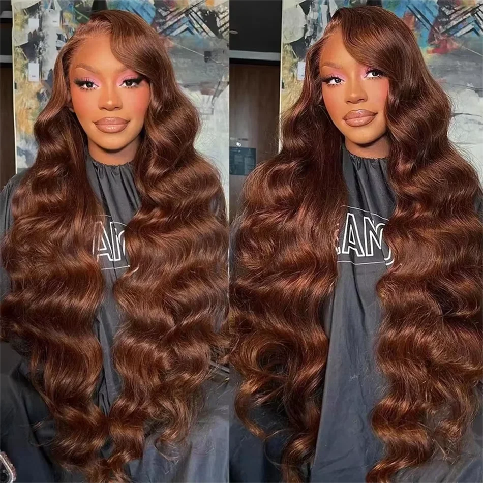 Chocolate Brown Lace Front Wigs Body Wave HD 13x6 30 Inch Colored Transparent Lace Frontal Wig 100% Human Hair Wigs Pre Plucked