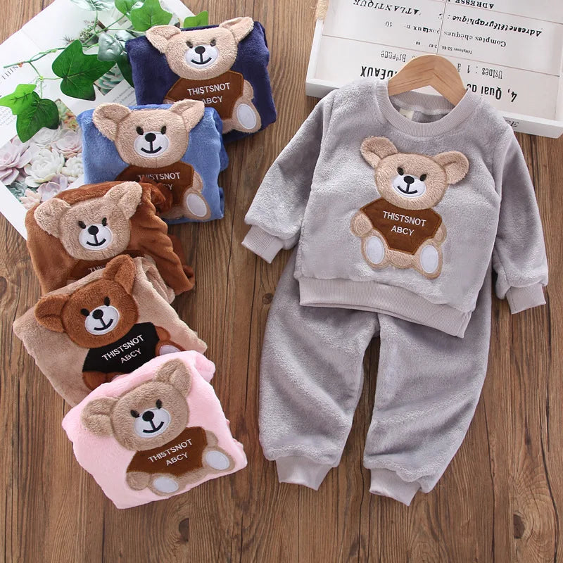Kids Bear Set Boy Warm Suit Autumn Baby Long Sleeve Outfit Winter Clothing New Girl Fashion Casual 2 Pieces 12M-6 Years