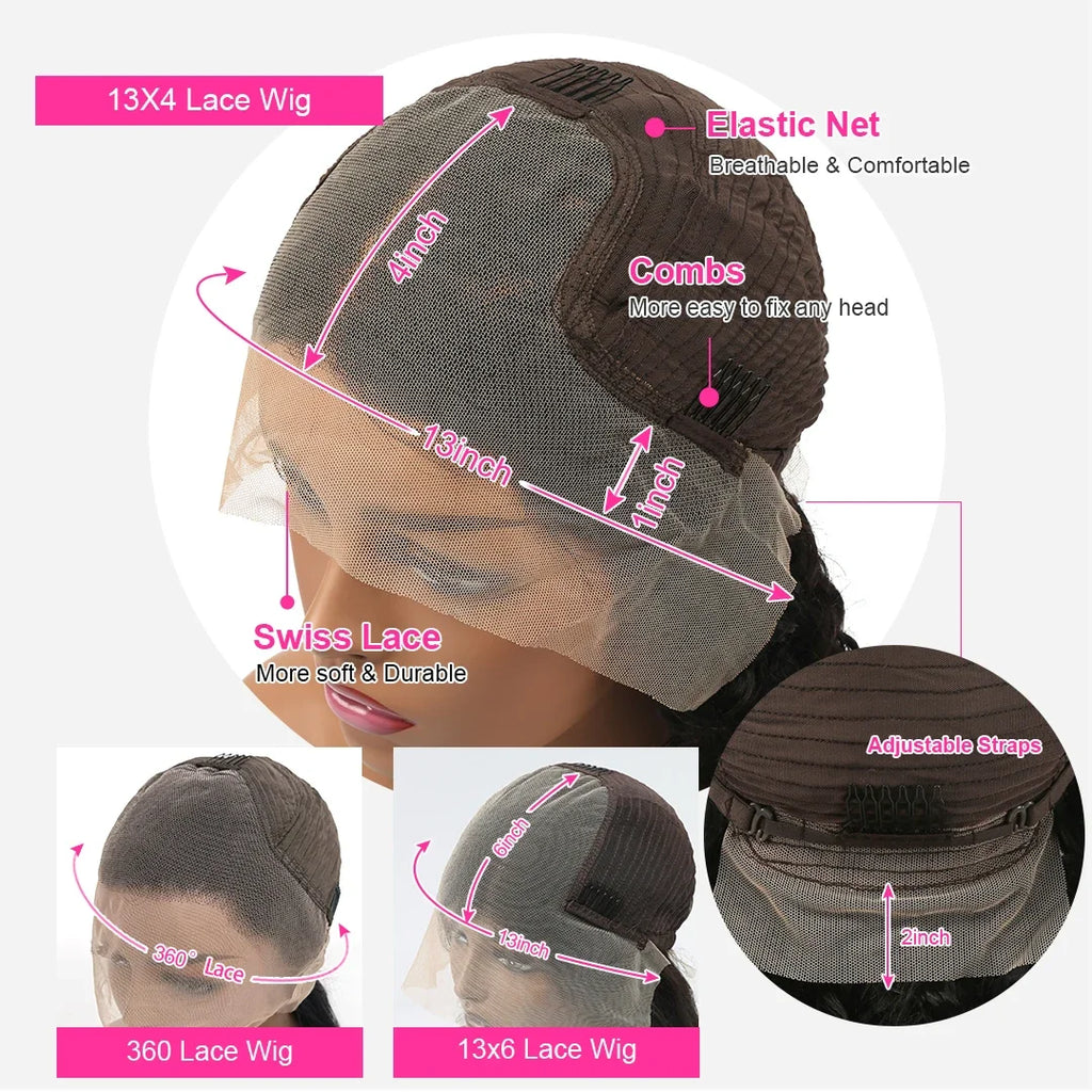13x6 HD Lace Closure Wig Deep Wave 13x4 360 HD Transparent Lace Front Human Hair Wig Pre Plucked Remy Lace Frontal Wigs For Wome