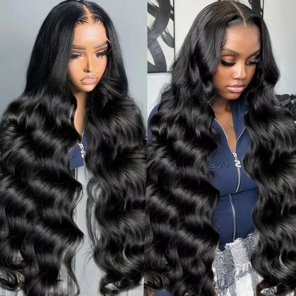 46 Inch Natural Color Body Wave 13x6 360 HD Lace Frontal Wig Natural Black Body Wave Human Hair 200 Density Wigs For Women