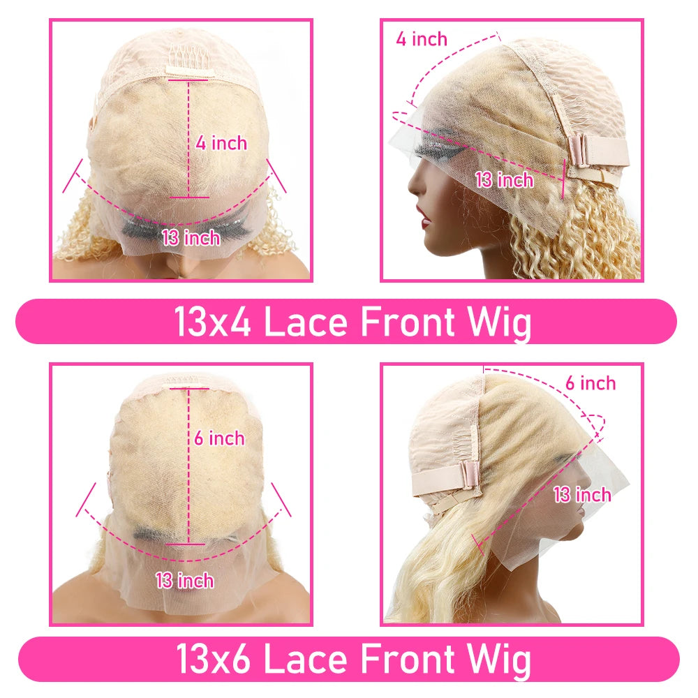200% Density Brazilian HD Lace Frontal Wigs 30 36 Inch Bone Straight 613 Honey Blonde 13x4 13x6 Lace Front Human Hair Wig