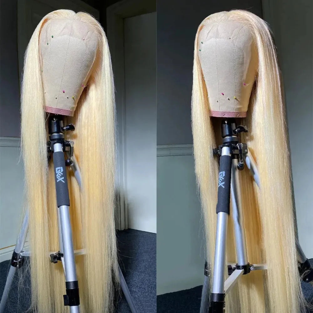 200% Density Brazilian HD Lace Frontal Wigs 30 36 Inch Bone Straight 613 Honey Blonde 13x4 13x6 Lace Front Human Hair Wig