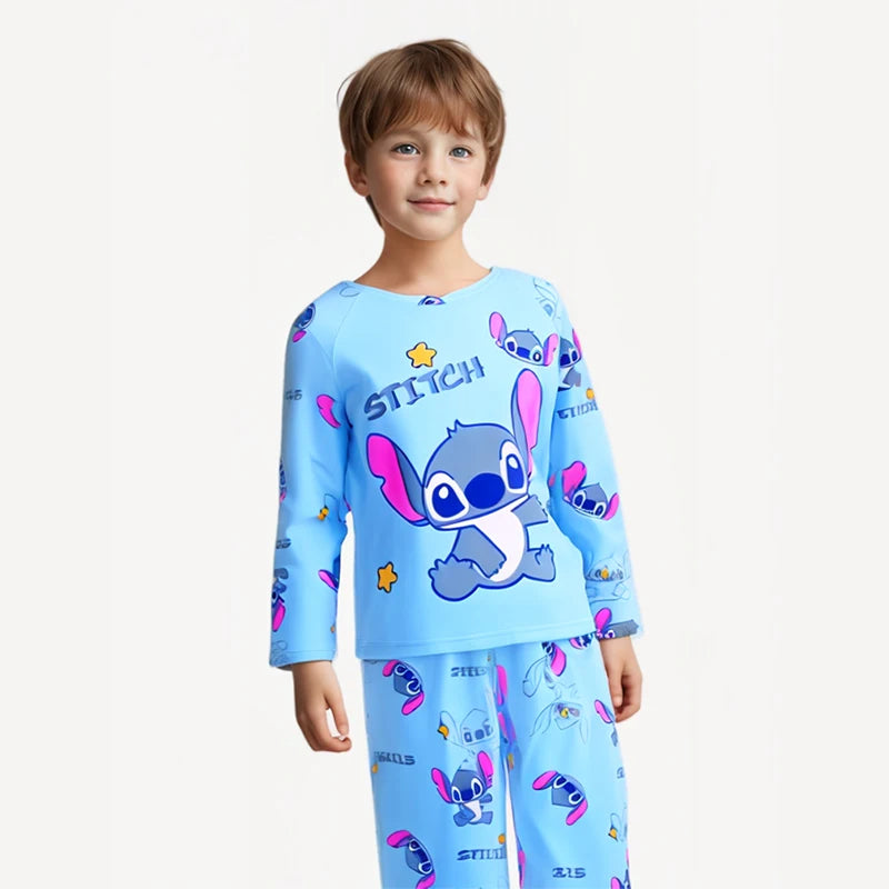 Kids Stitch Pajamas for Boys Girls Home Wear Kids Casual Sleepwear Long Sleeve Pajamas Bottoms Suit Christmas Gifts