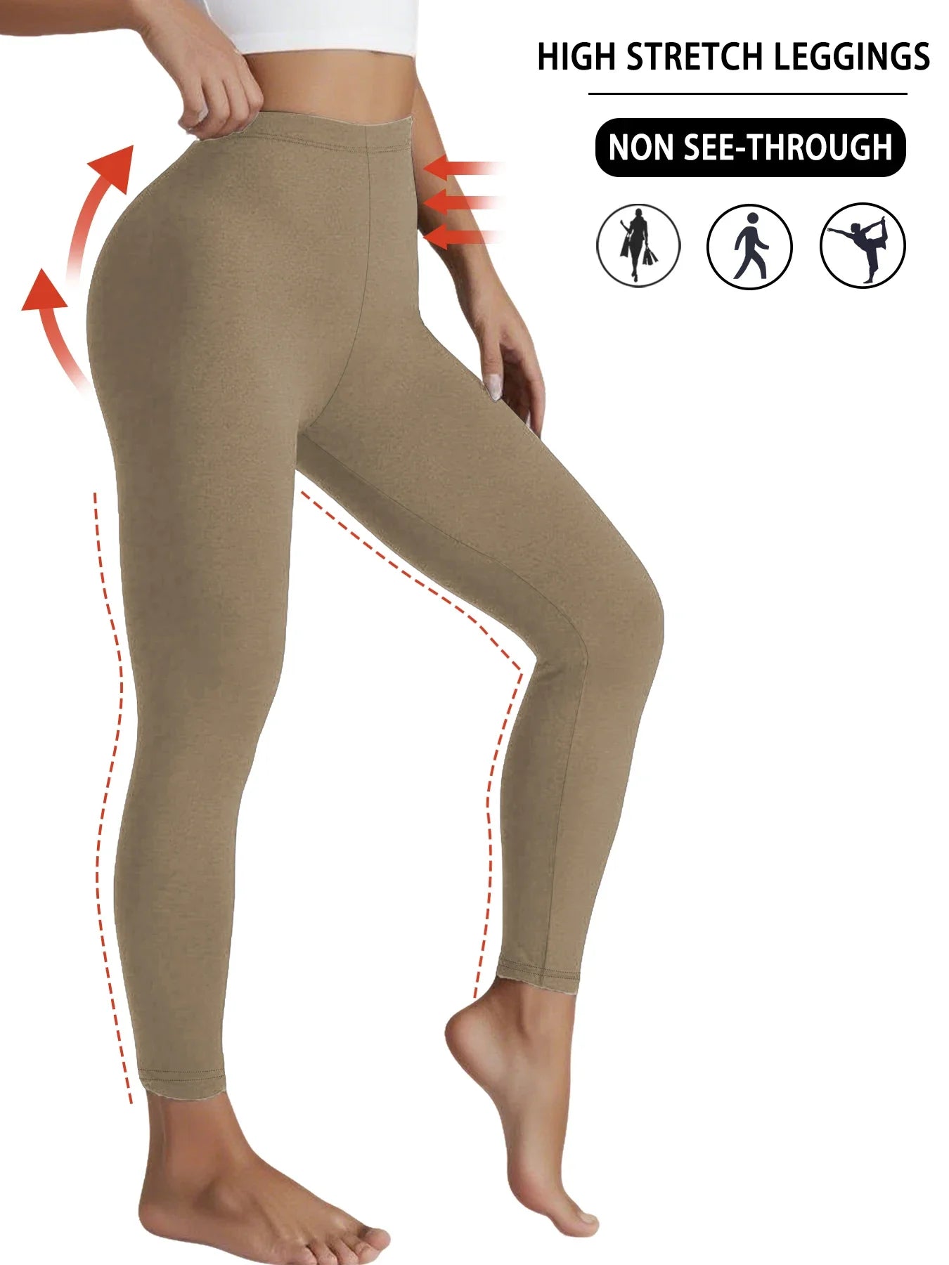 Women's Super Soft Leggings High Elasticity No See Through Workout Yoga Running Athletic Push Up Gym Long Fitness Leggings