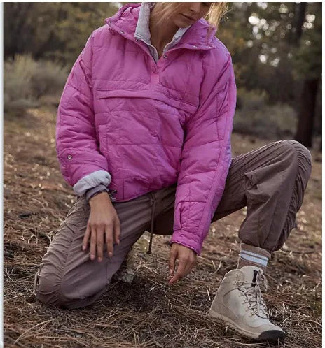 Autumn Winter Cotton Pad Parkas Women Long Sleeve Loose Solid Hooded Warm Pullover Jacket Outwear NSFZ-Y3150