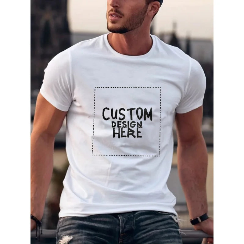 Men's T-Shirt Black Custom Design Print High Quality Cotton 180g