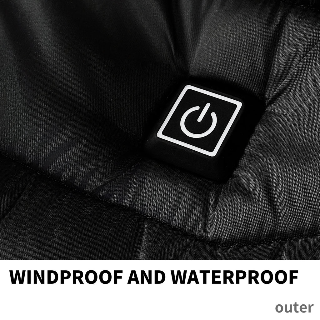 Men Heated Puffer Jacket Electric Heating Coat Insulated Hood Windbreaker 9Heat Zones